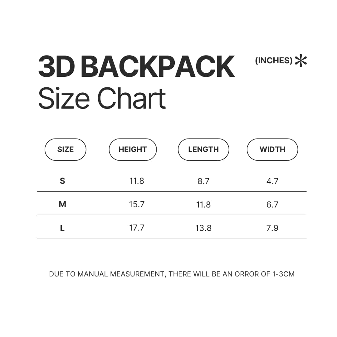 3D Backpack Size Chart - Game Grumps Shop