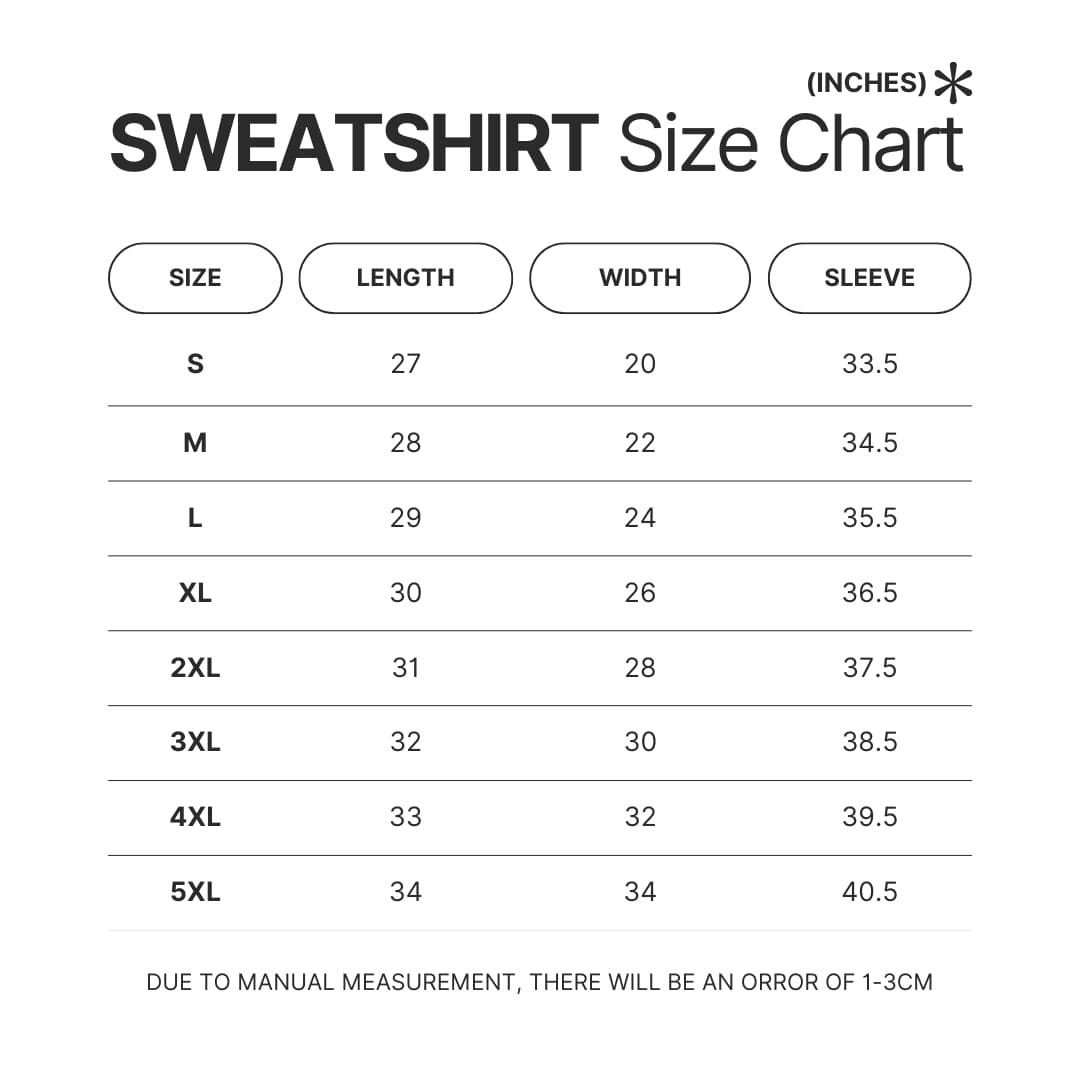 Sweatshirt Size Chart - Game Grumps Shop
