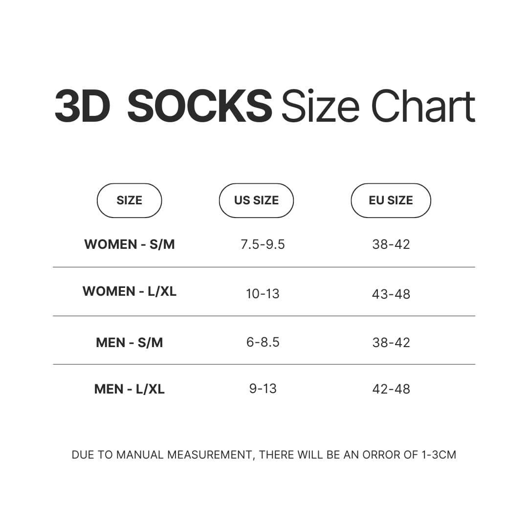 3D Socks Size Chart - Game Grumps Shop